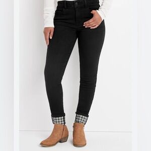 Maurices M Black Jeans high rise with plaid cuff  for Women